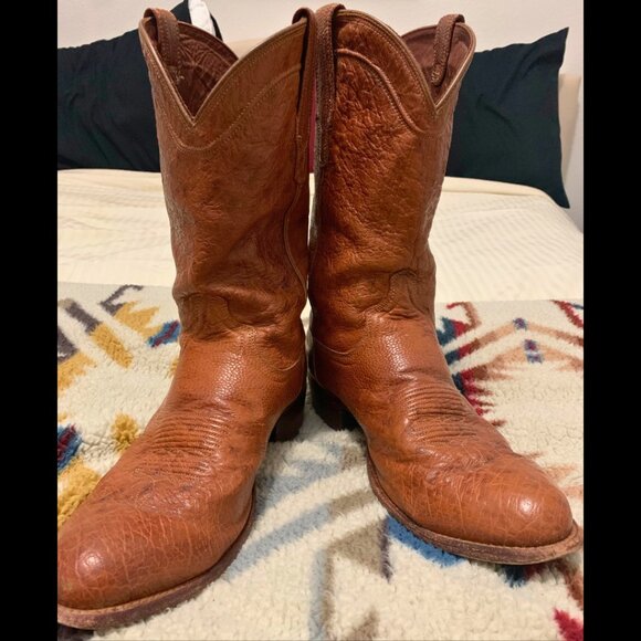 Tecovas "The Jasper" Brown Smooth Ostrich Cowboy Boots - Picture 3 of 5